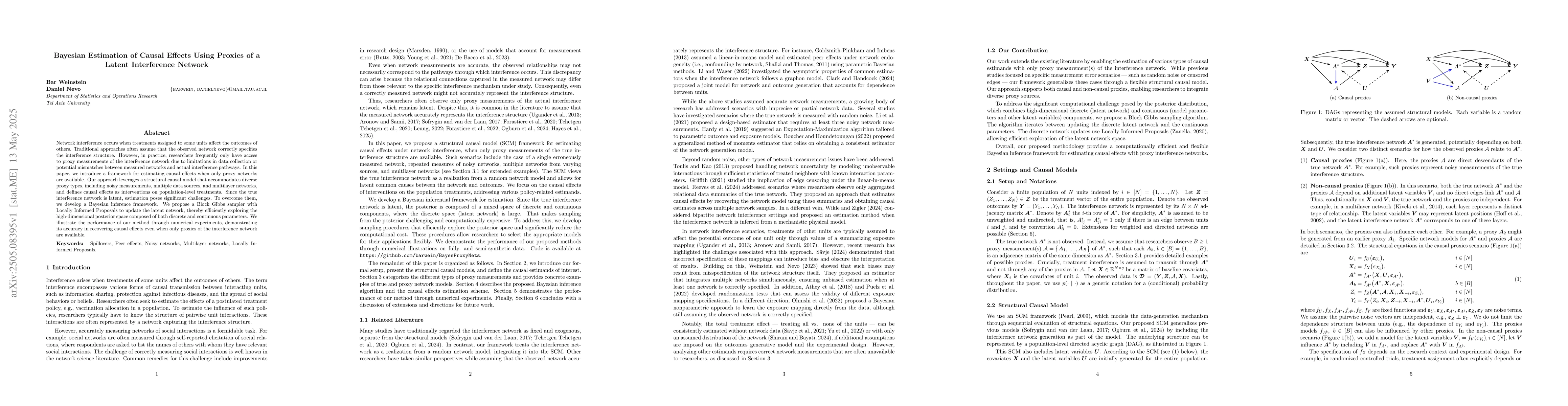 Thumbnail for Bayesian Estimation of Causal Effects Using Proxies of a Latent
  Interference Network