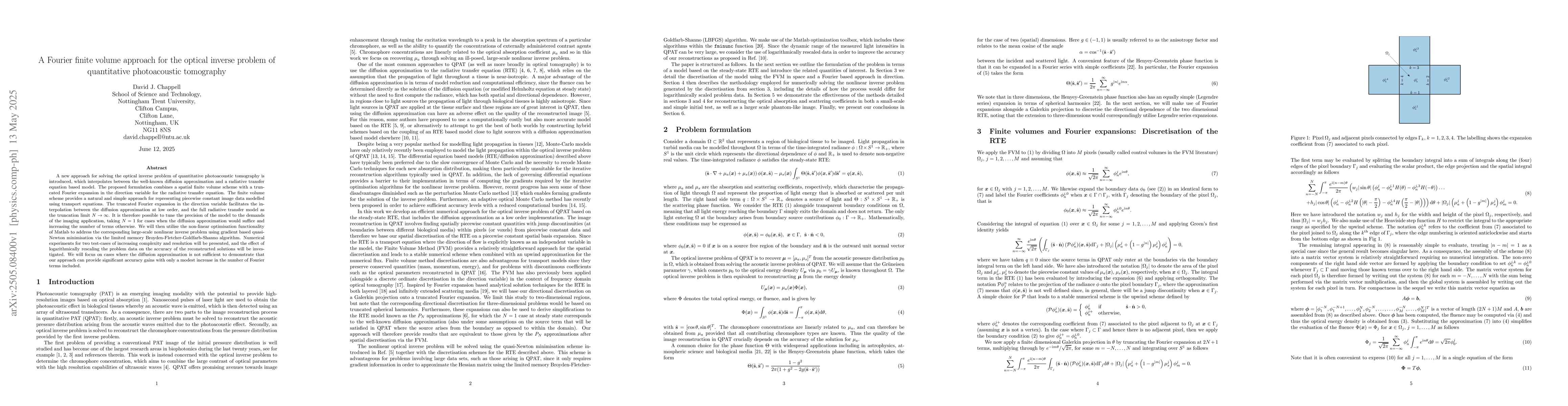 Thumbnail for A Fourier finite volume approach for the optical inverse problem of
  quantitative photoacoustic tomography