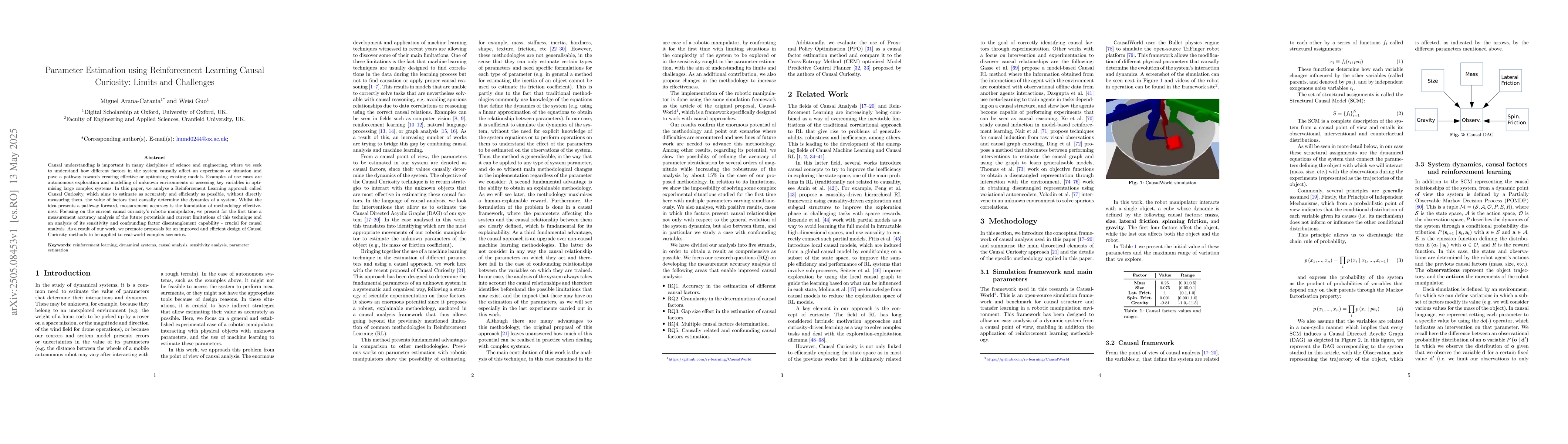 Thumbnail for Parameter Estimation using Reinforcement Learning Causal Curiosity:
  Limits and Challenges