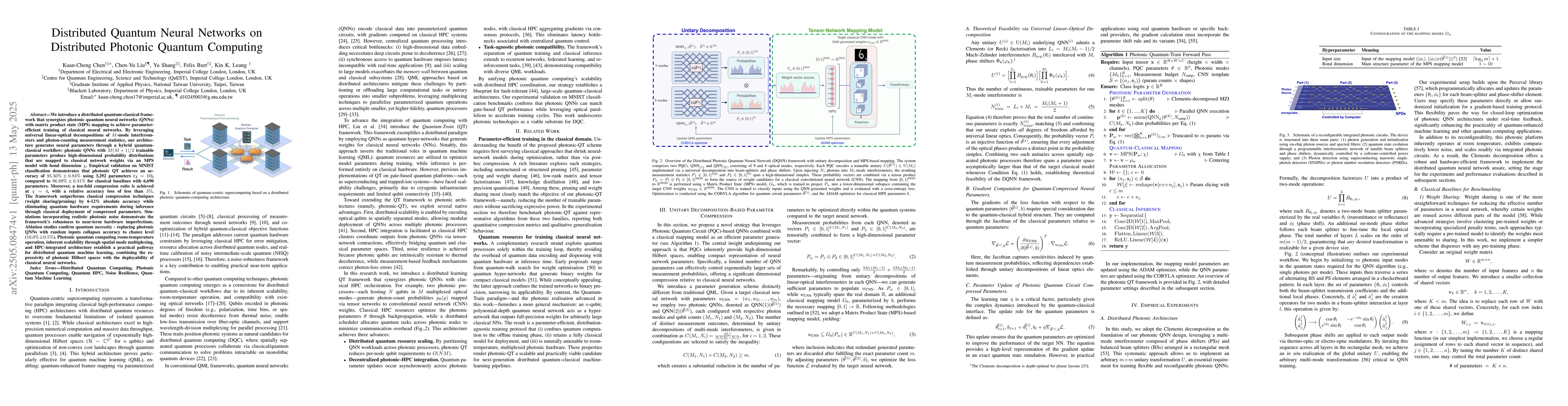 Thumbnail for Distributed Quantum Neural Networks on Distributed Photonic Quantum
  Computing
