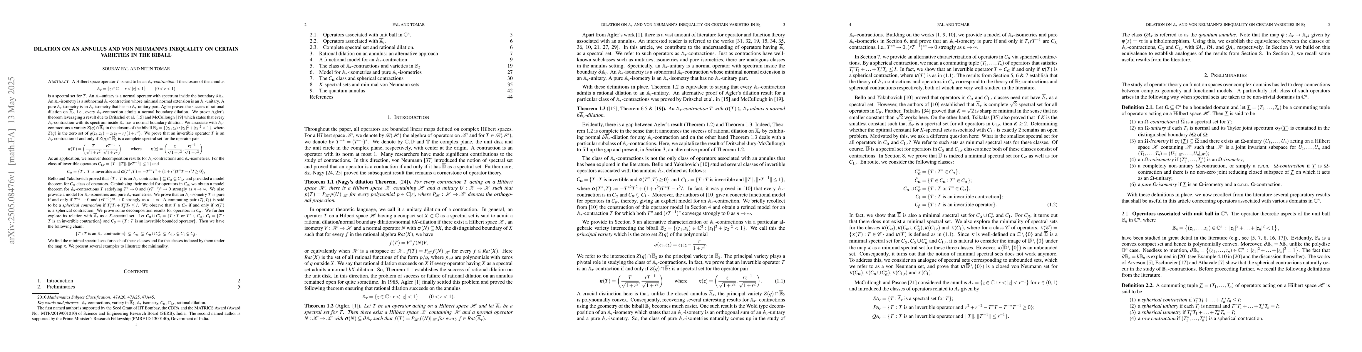 Thumbnail for Dilation on an annulus and von Neumann's inequality on certain varieties
  in the biball
