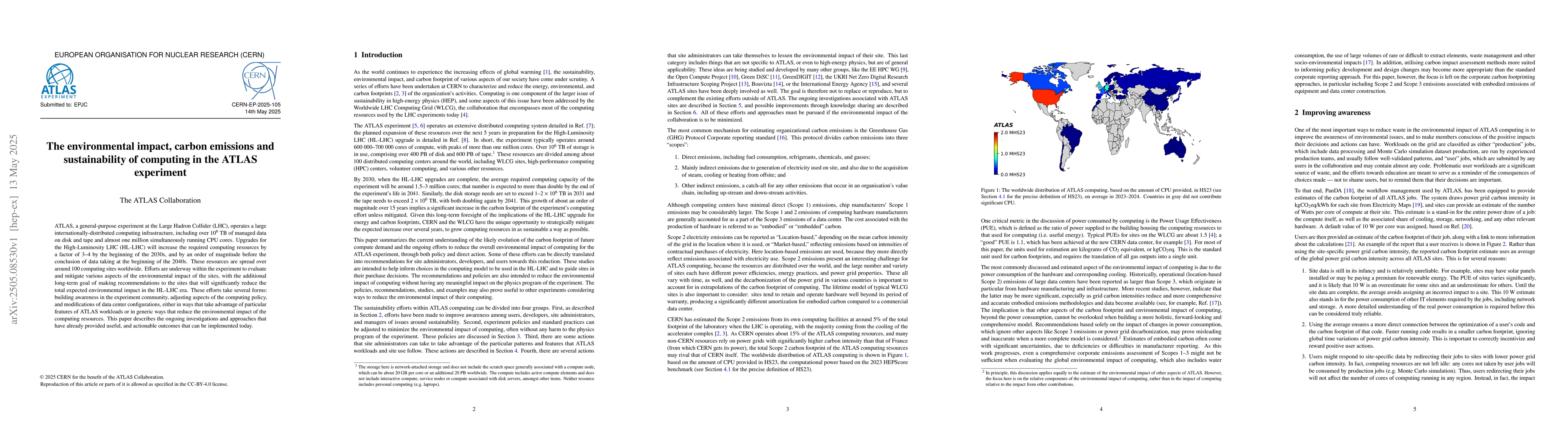 Thumbnail for The environmental impact, carbon emissions and sustainability of
  computing in the ATLAS experiment
