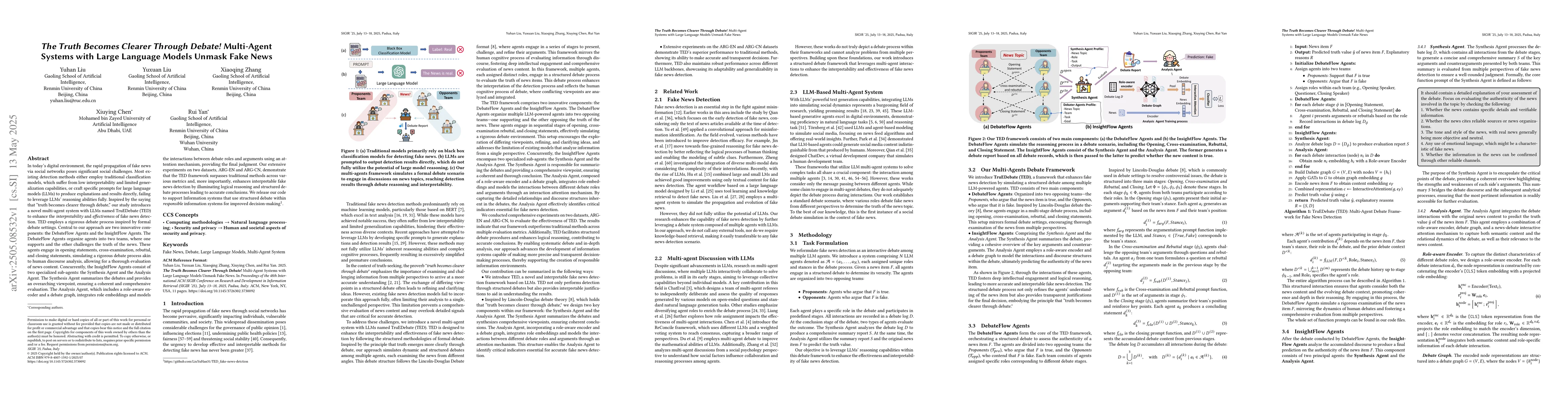 Thumbnail for The Truth Becomes Clearer Through Debate! Multi-Agent Systems with Large
  Language Models Unmask Fake News