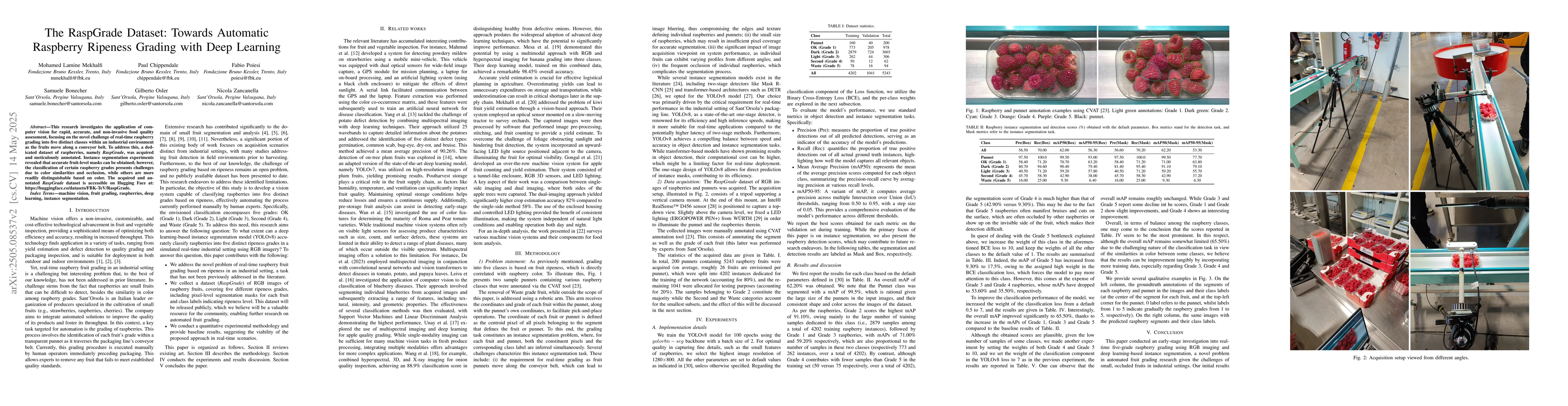 Thumbnail for The RaspGrade Dataset: Towards Automatic Raspberry Ripeness Grading with
  Deep Learning