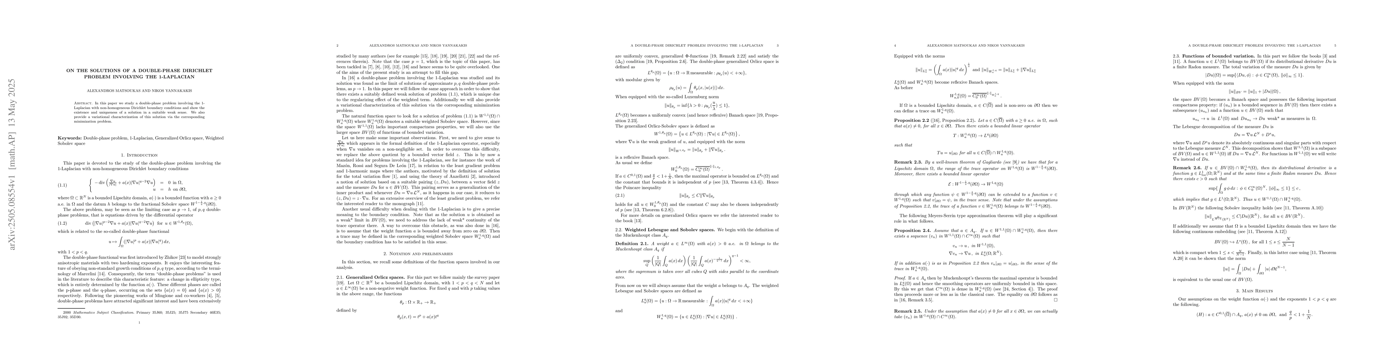 Thumbnail for On the solutions of a double-phase Dirichlet problem involving the
  1-Laplacian