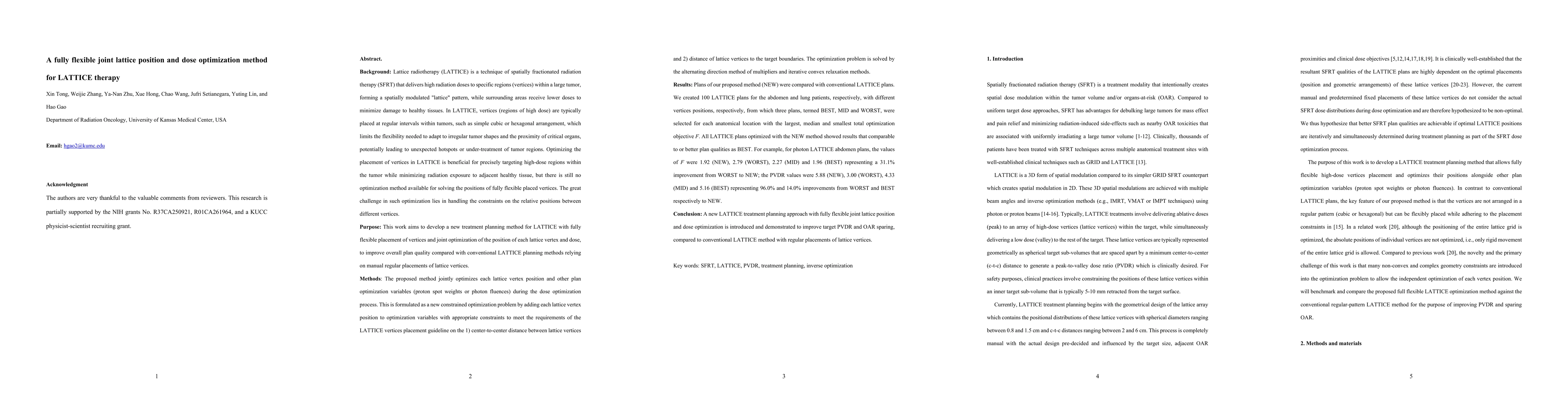 Thumbnail for A fully flexible joint lattice position and dose optimization method for
  LATTICE therapy