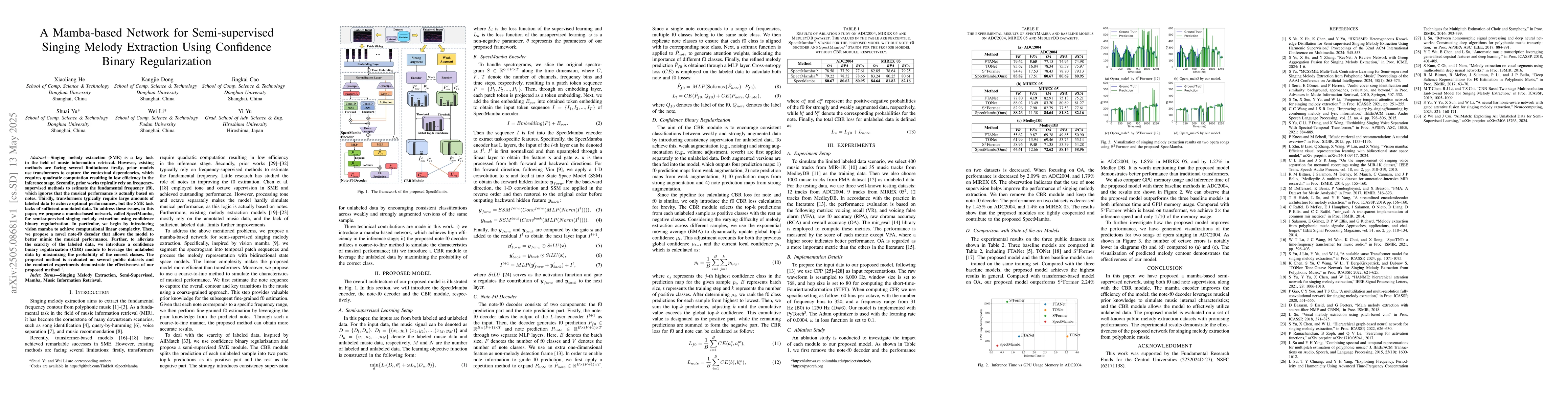 Thumbnail for A Mamba-based Network for Semi-supervised Singing Melody Extraction
  Using Confidence Binary Regularization