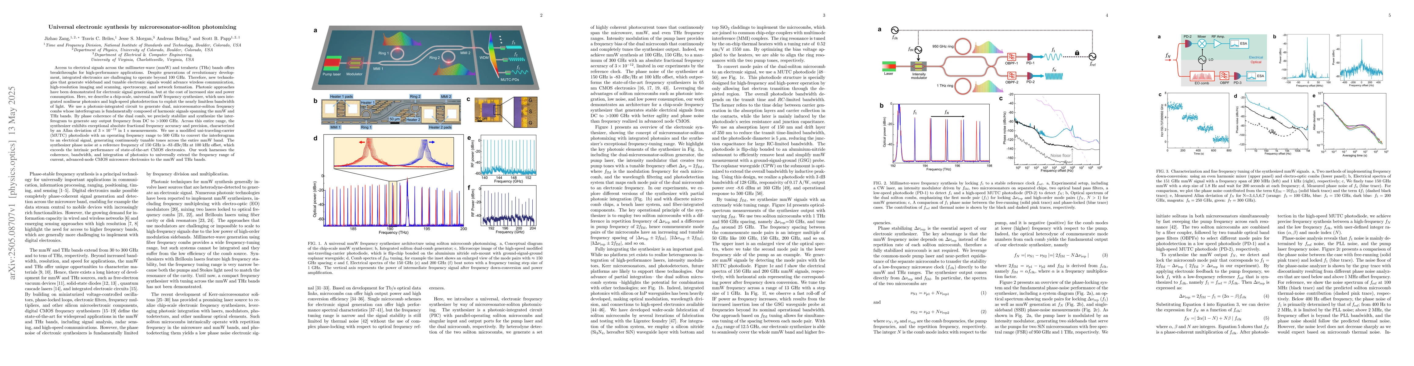 Thumbnail for Universal electronic synthesis by microresonator-soliton photomixing