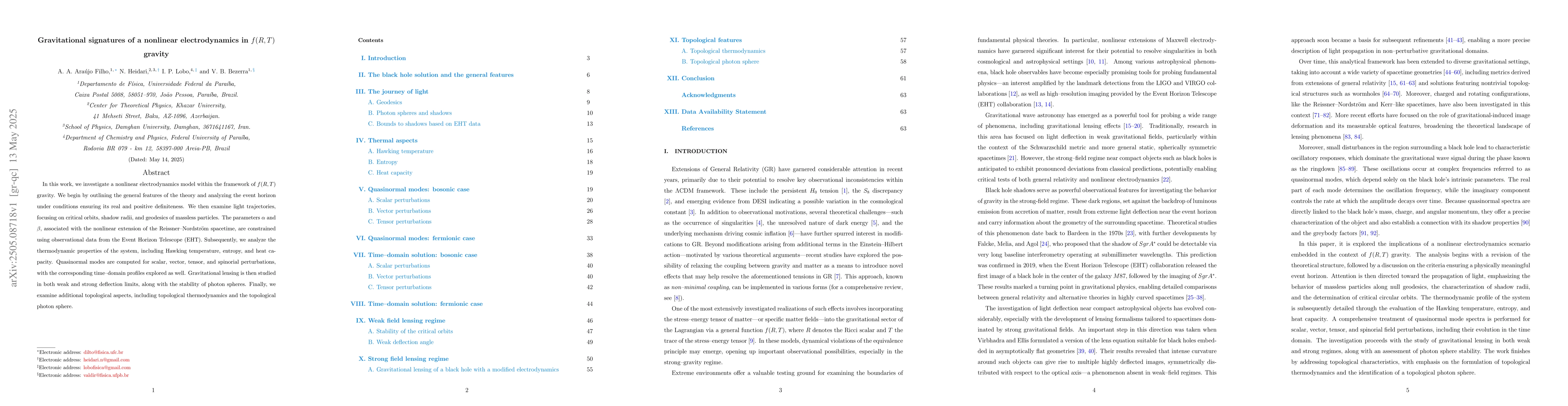 Thumbnail for Gravitational signatures of a nonlinear electrodynamics in $f(R,T)$
  gravity