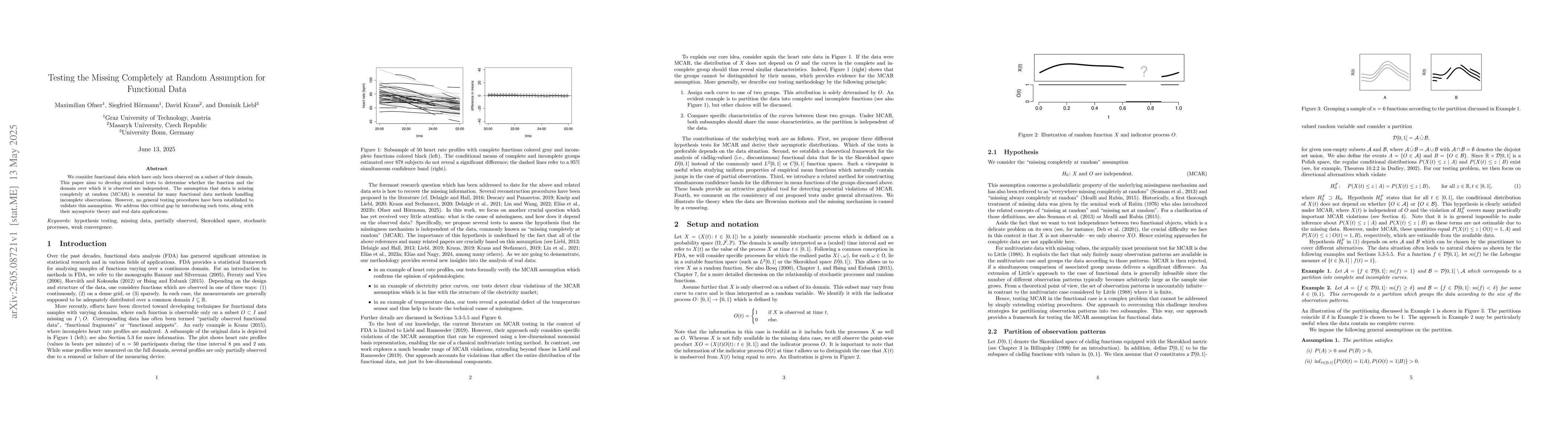 Thumbnail for Testing the Missing Completely at Random Assumption for Functional Data