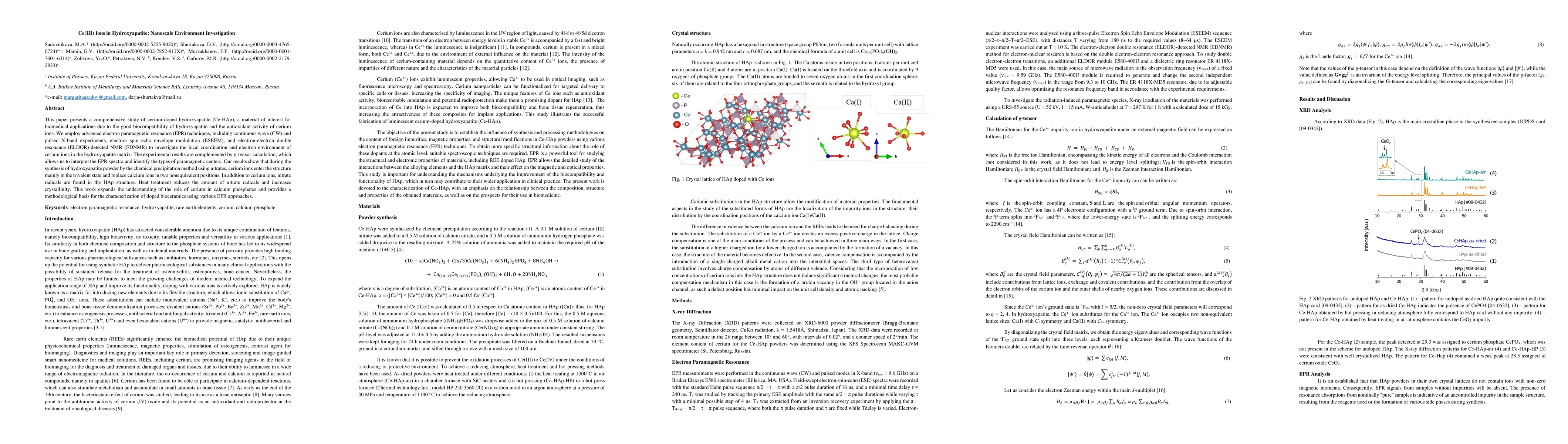 Thumbnail for Ce(III) Ions in Hydroxyapatite: Nanoscale Environment Investigation