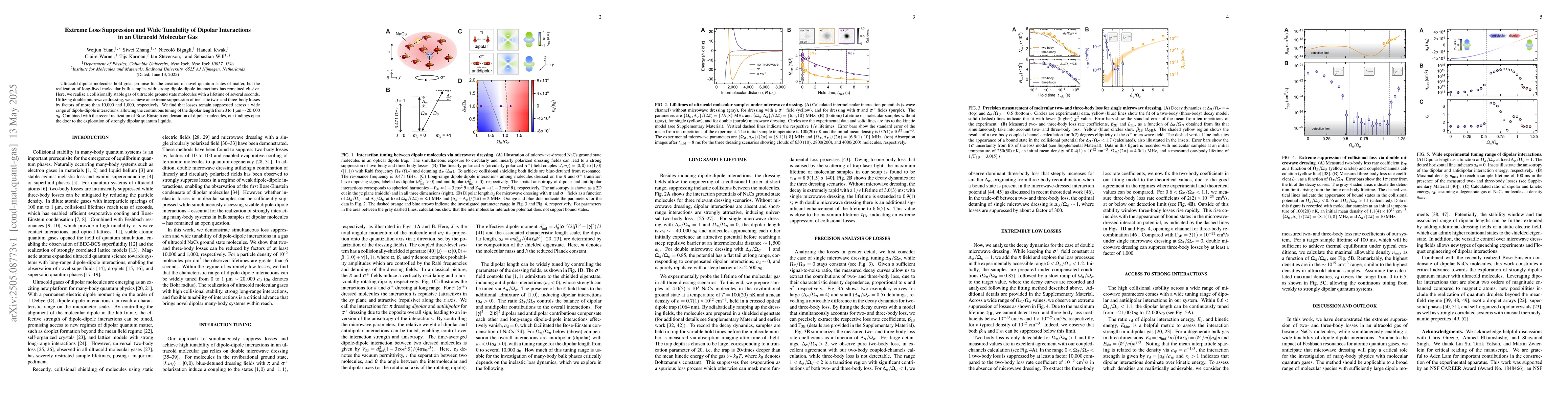 Thumbnail for Extreme Loss Suppression and Wide Tunability of Dipolar Interactions in
  an Ultracold Molecular Gas