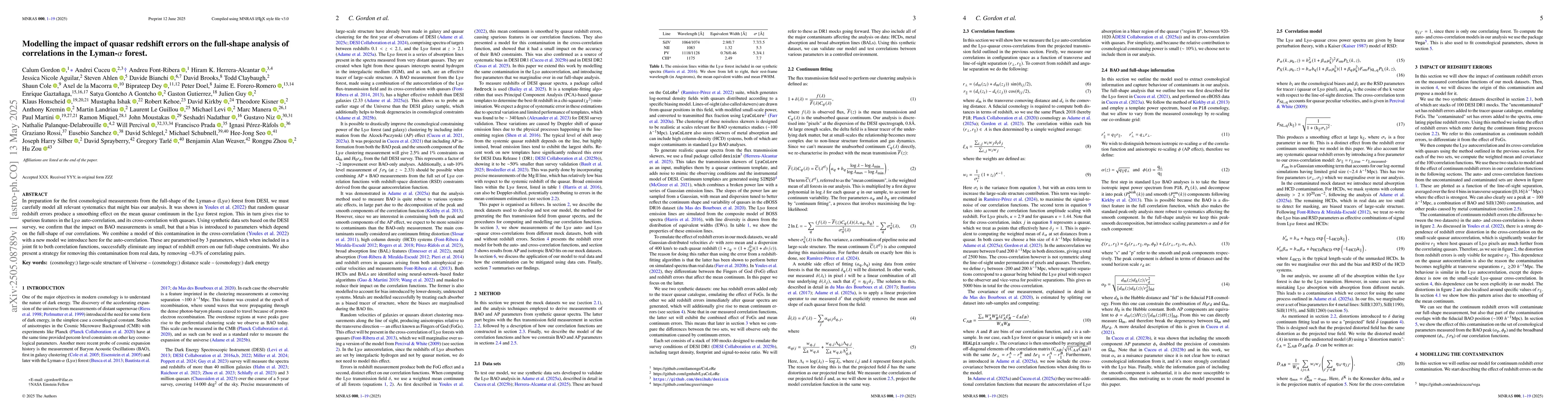 Thumbnail for Modelling the impact of quasar redshift errors on the full-shape
  analysis of correlations in the Lyman-$α$ forest