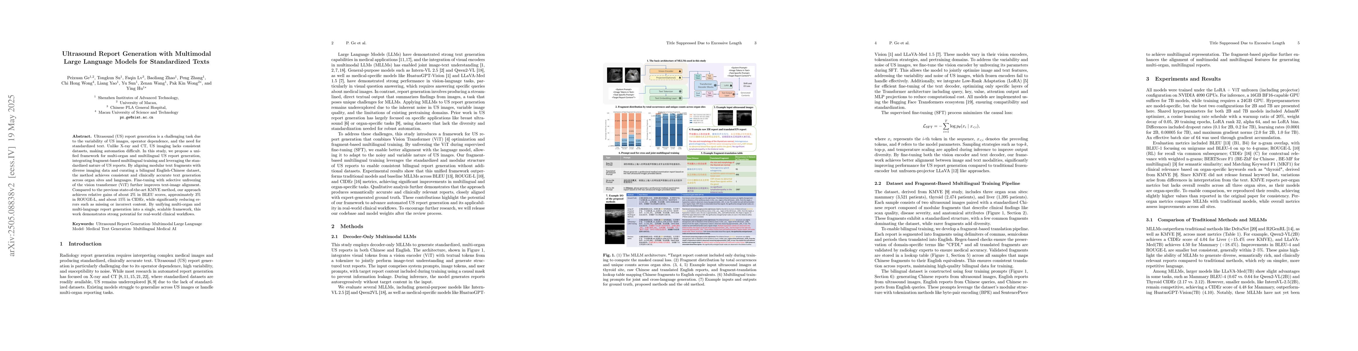 Thumbnail for Ultrasound Report Generation with Multimodal Large Language Models for
  Standardized Texts