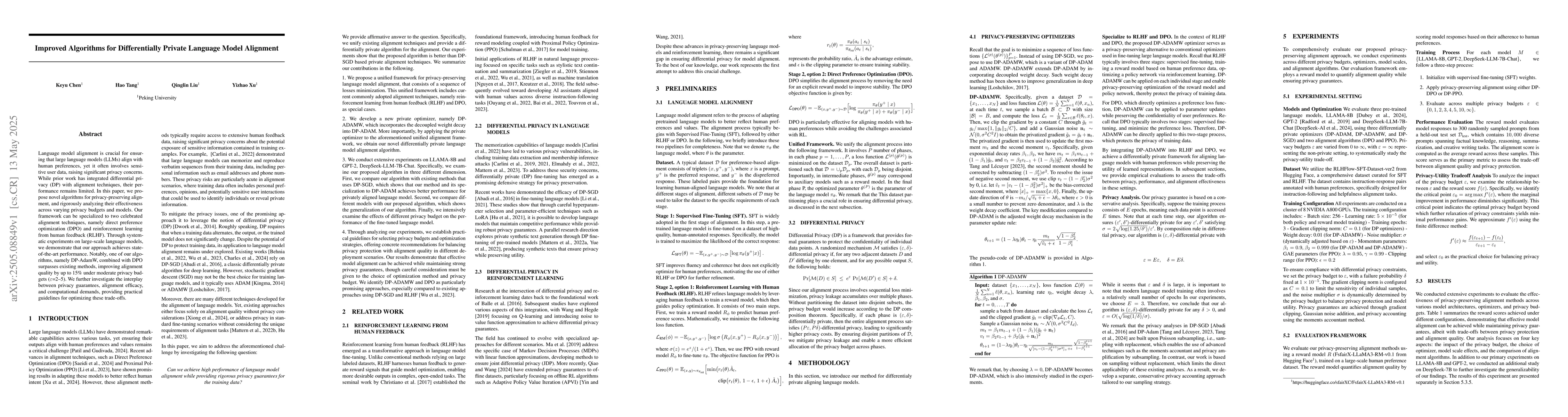 Thumbnail for Improved Algorithms for Differentially Private Language Model Alignment