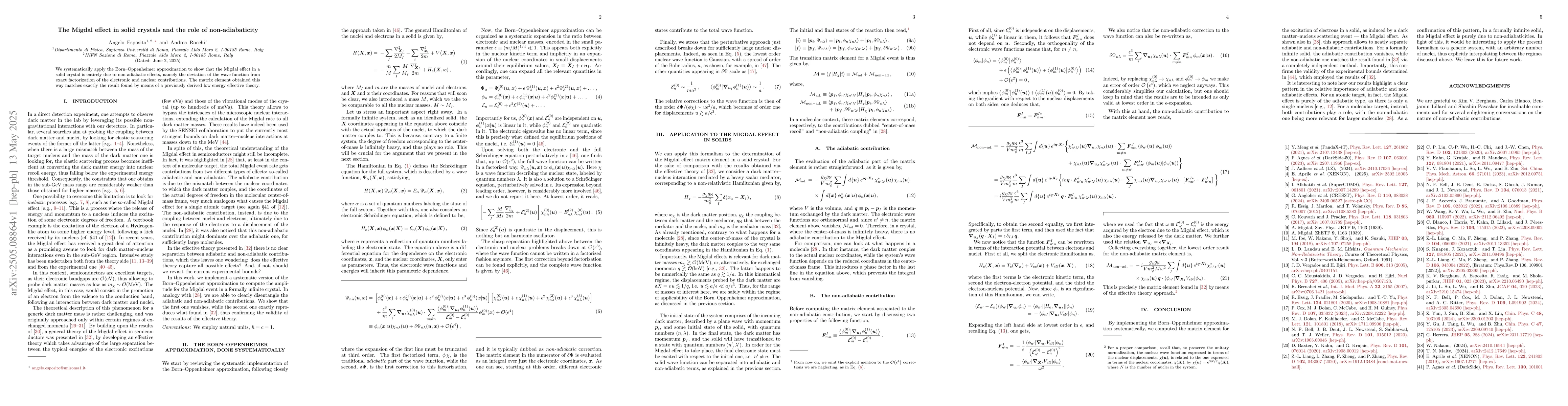 Thumbnail for The Migdal effect in solid crystals and the role of non-adiabaticity