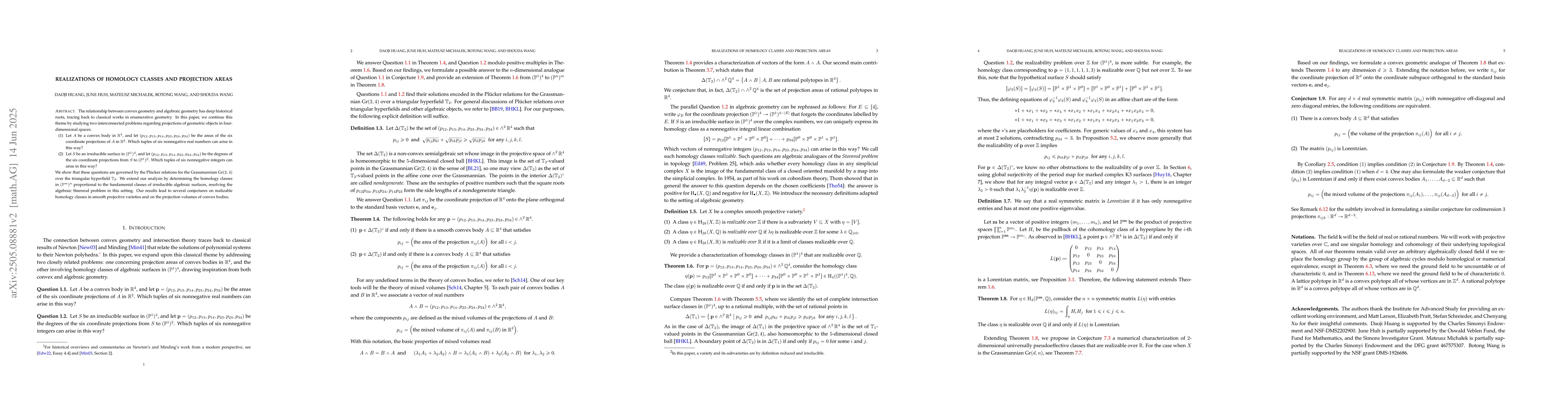Thumbnail for Realizations of homology classes and projection areas