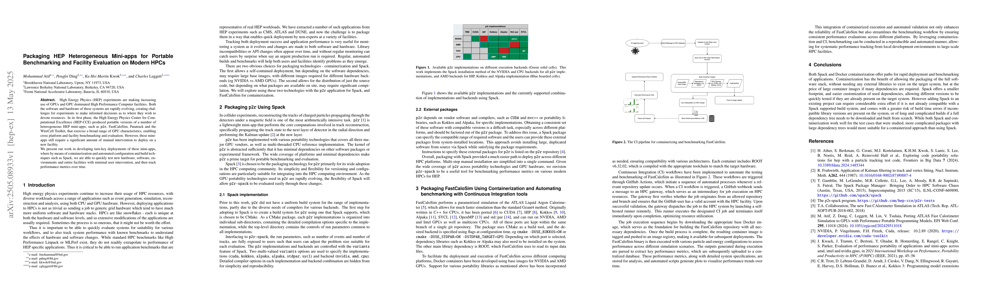 Thumbnail for Packaging HEP Heterogeneous Mini-apps for Portable Benchmarking and
  Facility Evaluation on Modern HPCs