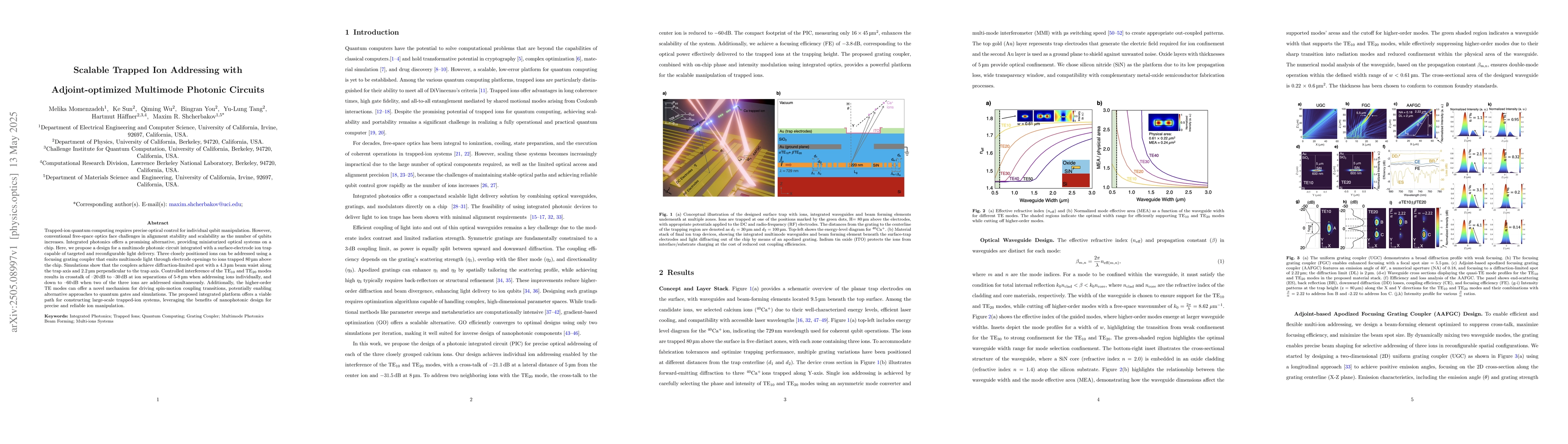 Thumbnail for Scalable Trapped Ion Addressing with Adjoint-optimized Multimode
  Photonic Circuits