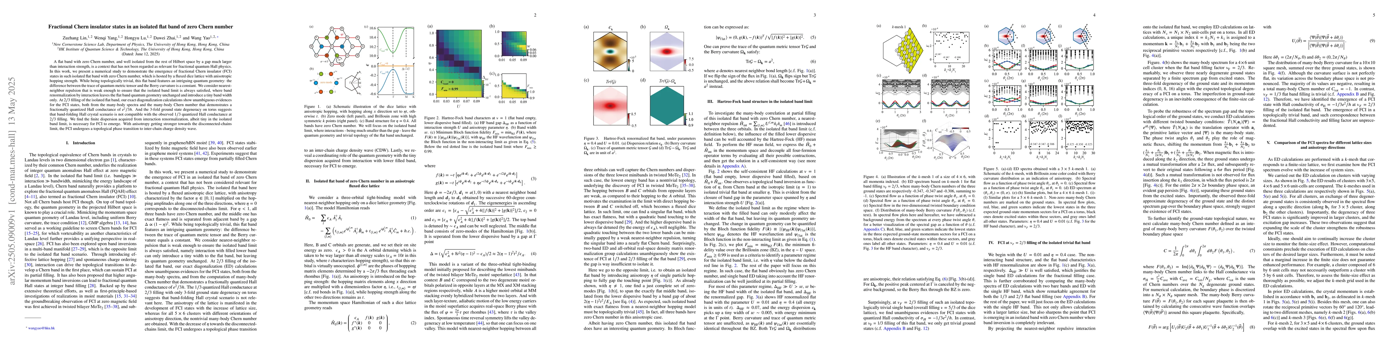 Thumbnail for Fractional Chern insulator states in an isolated flat band of zero Chern
  number