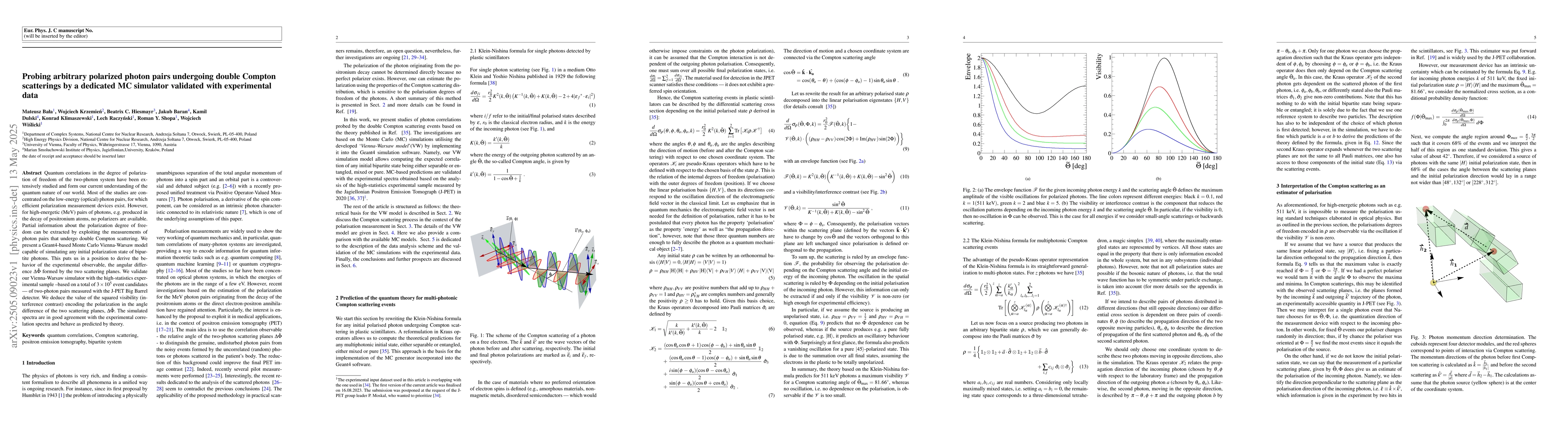Thumbnail for Probing arbitrary polarized photon pairs undergoing double Compton
  scatterings by a dedicated MC simulator validated with experimental data