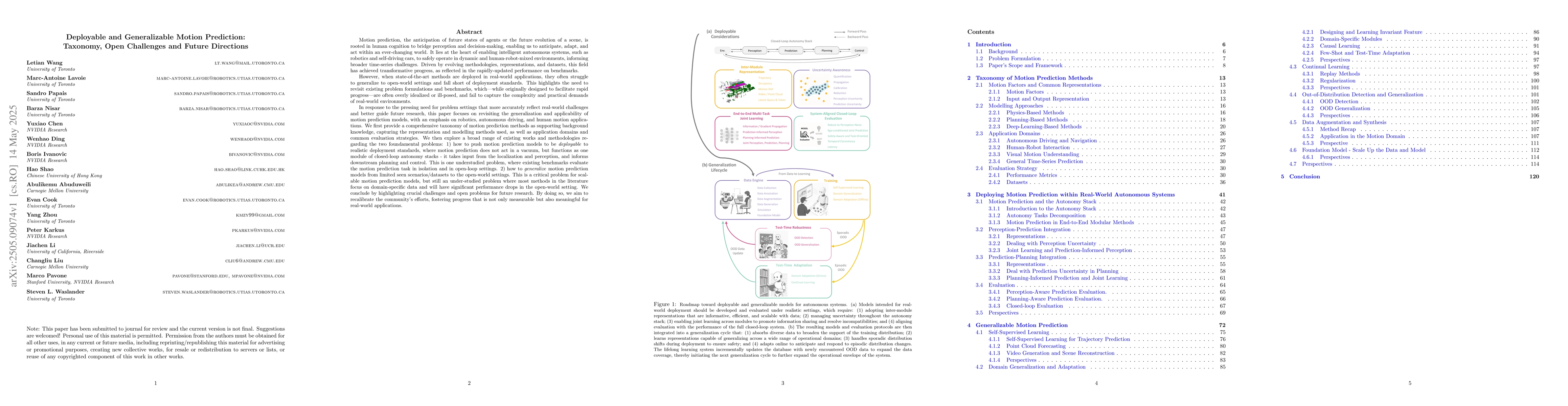 Thumbnail for Deployable and Generalizable Motion Prediction: Taxonomy, Open
  Challenges and Future Directions