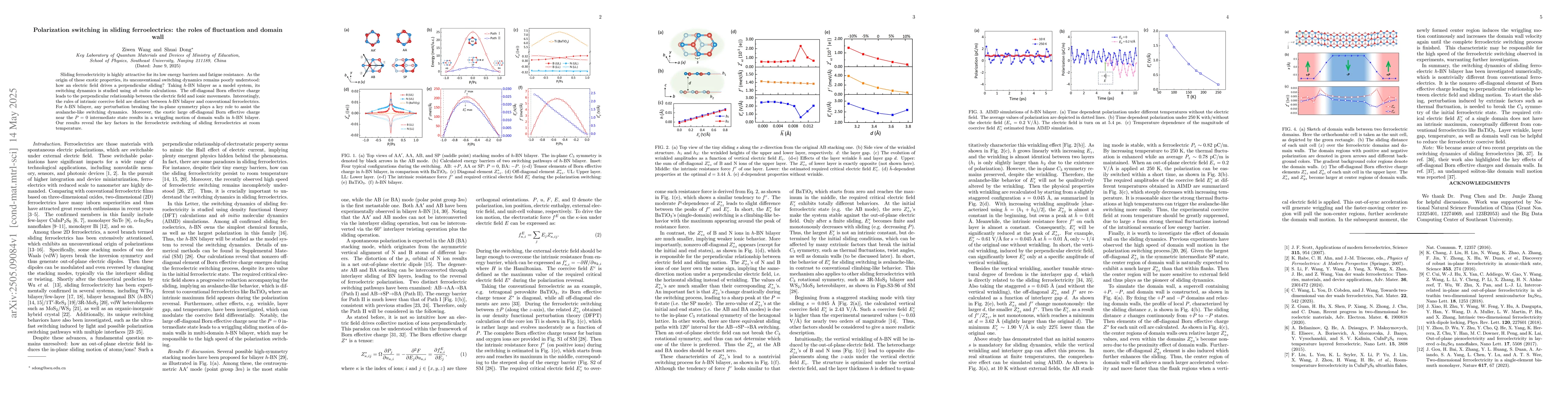 Thumbnail for Polarization switching in sliding ferroelectrics: the roles of
  fluctuation and domain wall