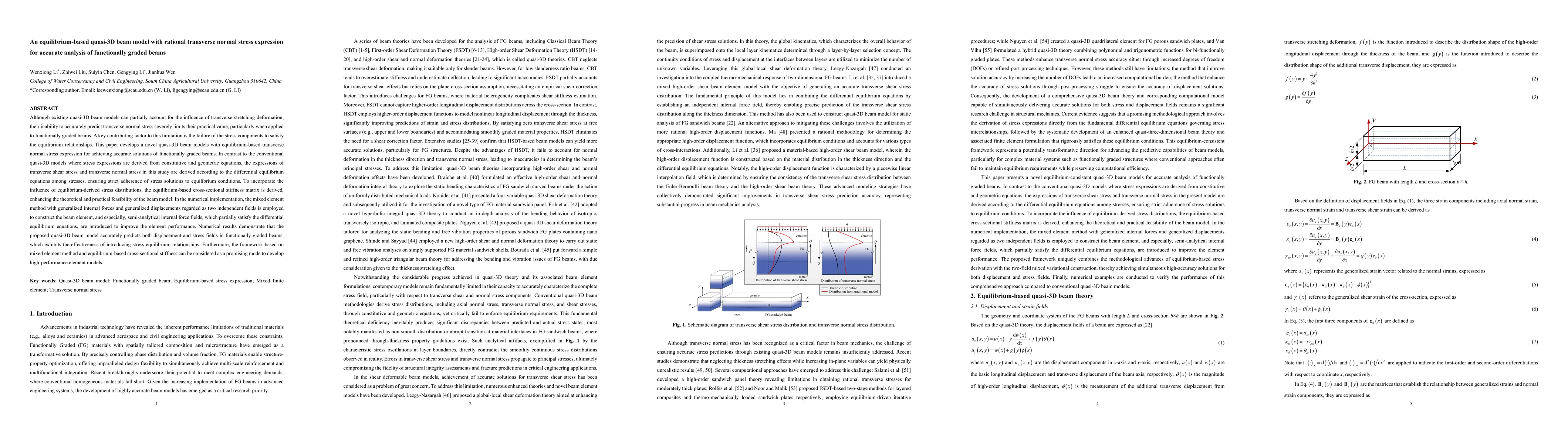 Thumbnail for Quasi-3D beam theory based on equilibrium stress definition and mixed
  element model for accurate analysis of functionally graded beams