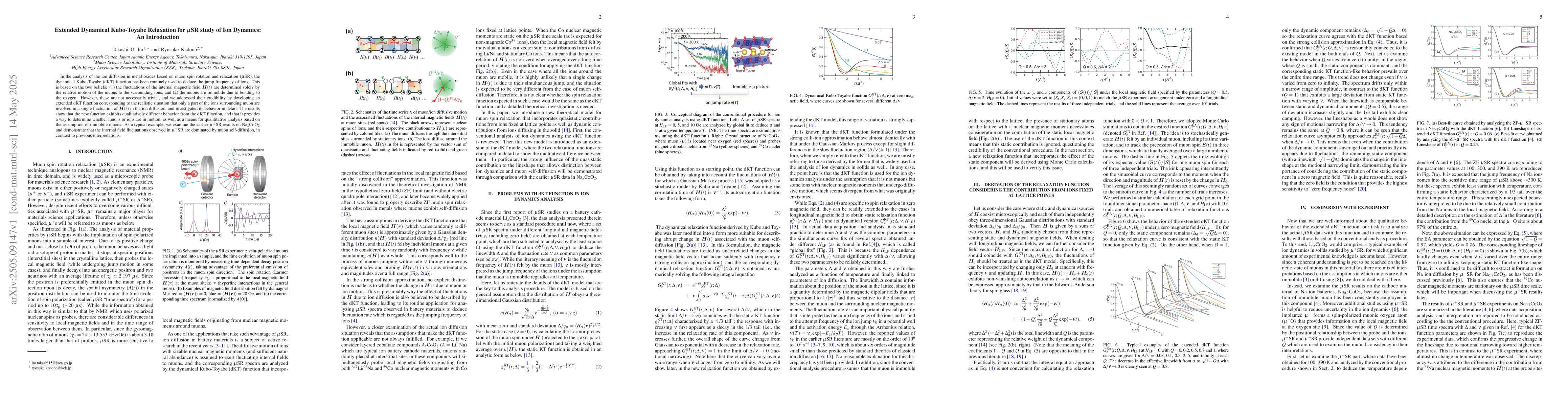 Thumbnail for Extended Dynamical Kubo-Toyabe Relaxation for $μ$SR study of Ion
  Dynamics: An Introduction