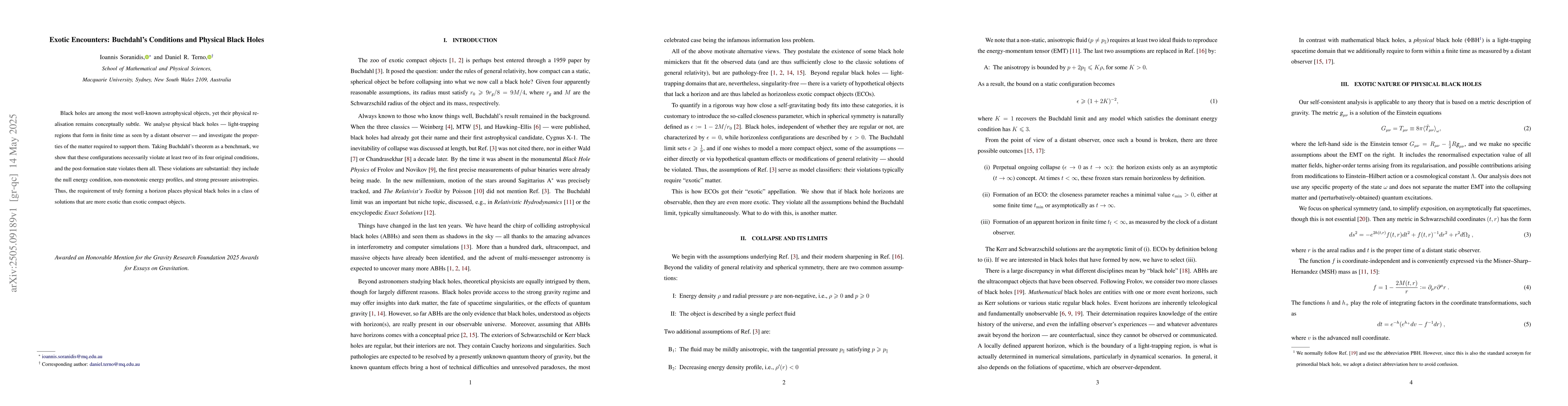 Thumbnail for Exotic Encounters: Buchdahl's Conditions and Physical Black Holes