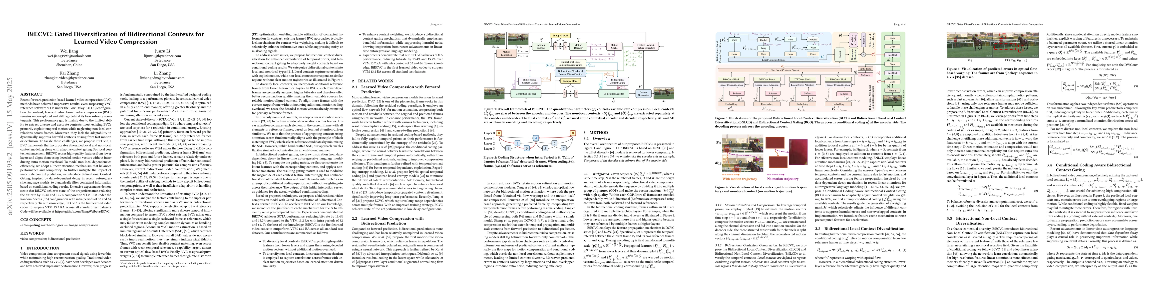 Thumbnail for BiECVC: Gated Diversification of Bidirectional Contexts for Learned
  Video Compression