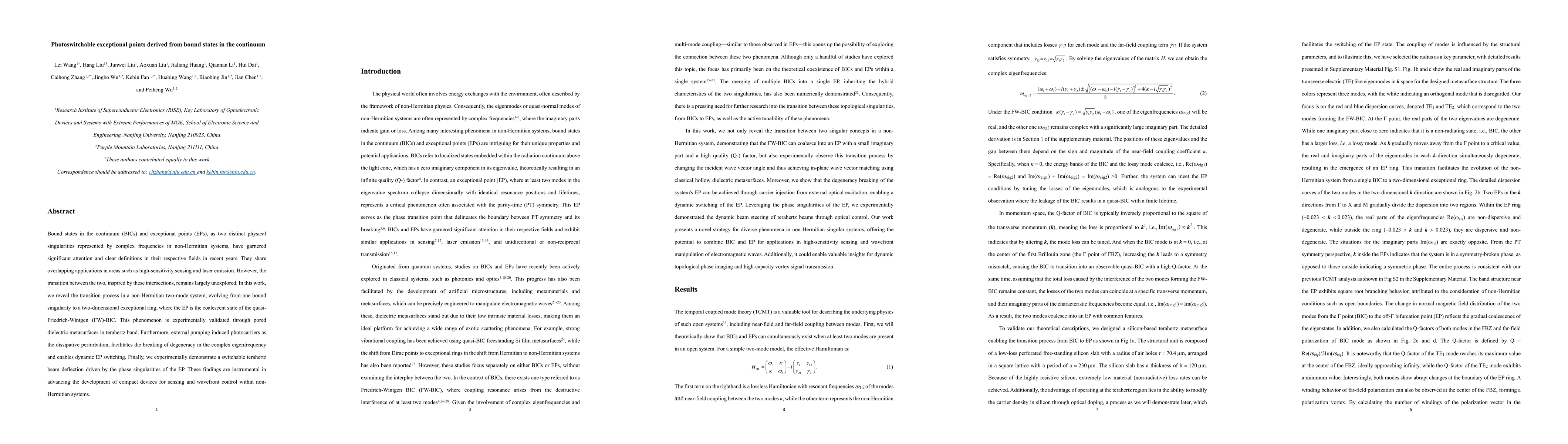 Thumbnail for Photoswitchable exceptional points derived from bound states in the
  continuum