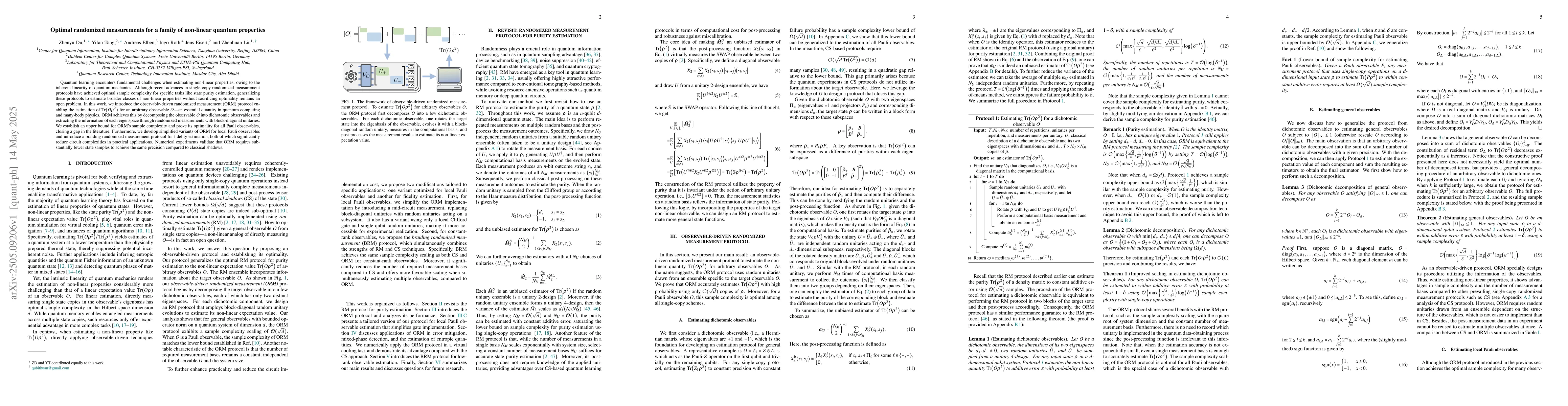 Thumbnail for Optimal randomized measurements for a family of non-linear quantum
  properties
