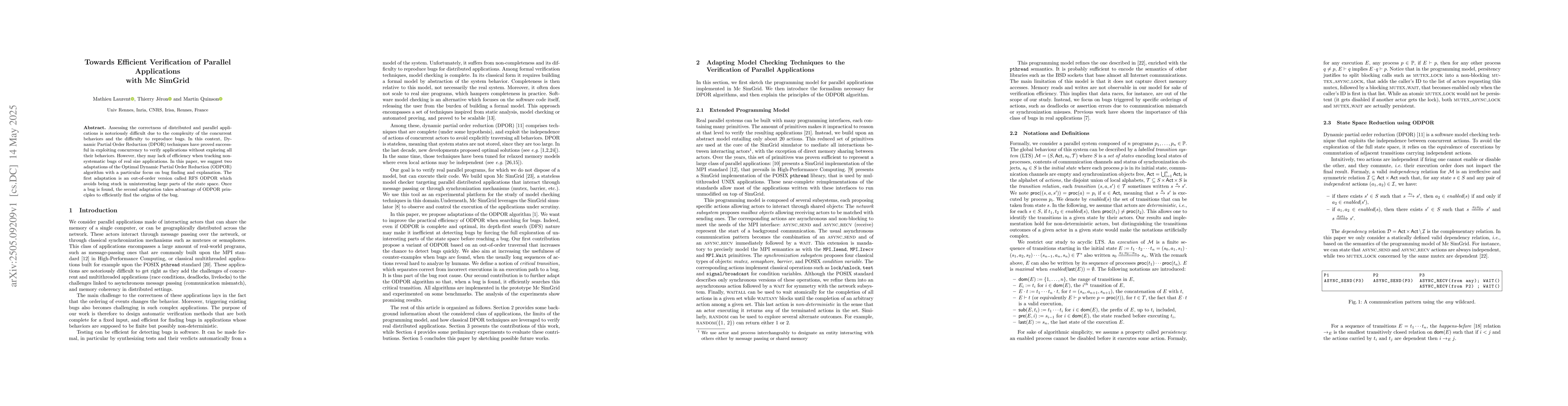 Thumbnail for Towards Efficient Verification of Parallel Applications with Mc SimGrid