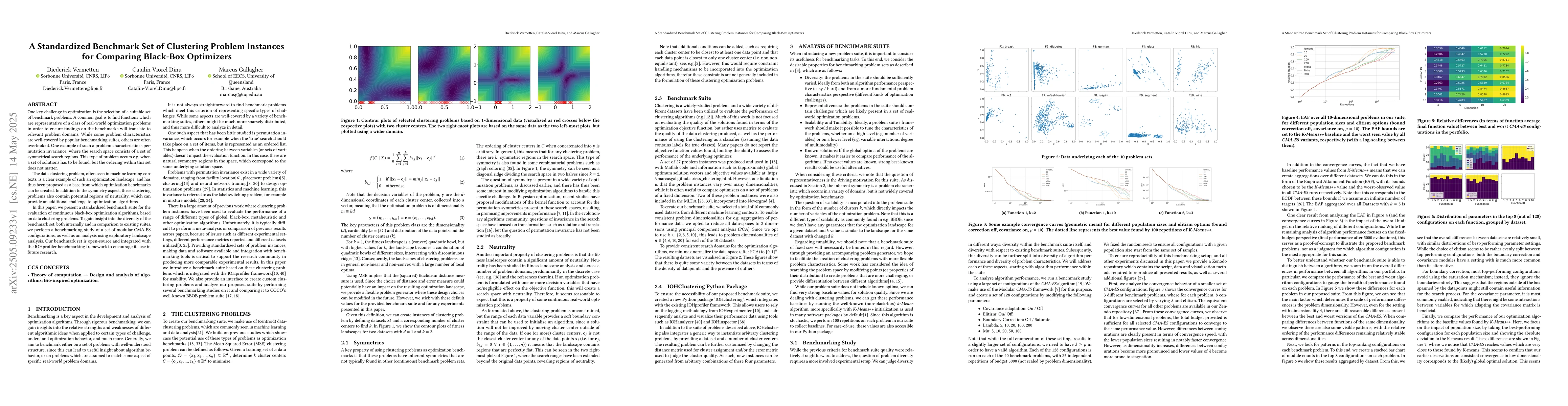 Thumbnail for A Standardized Benchmark Set of Clustering Problem Instances for
  Comparing Black-Box Optimizers