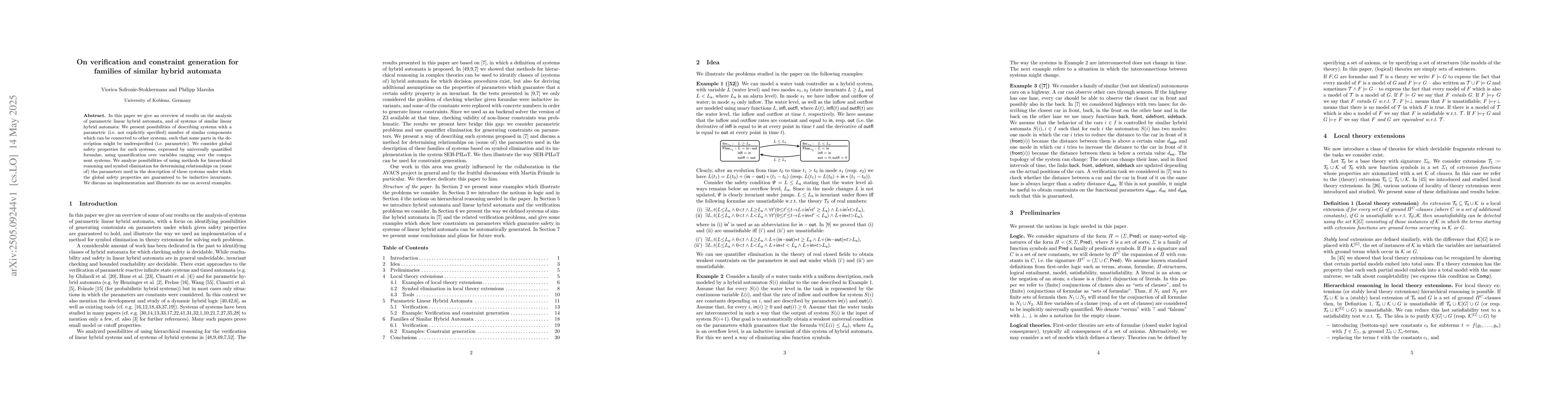 Thumbnail for On verification and constraint generation for families of similar hybrid
  automata