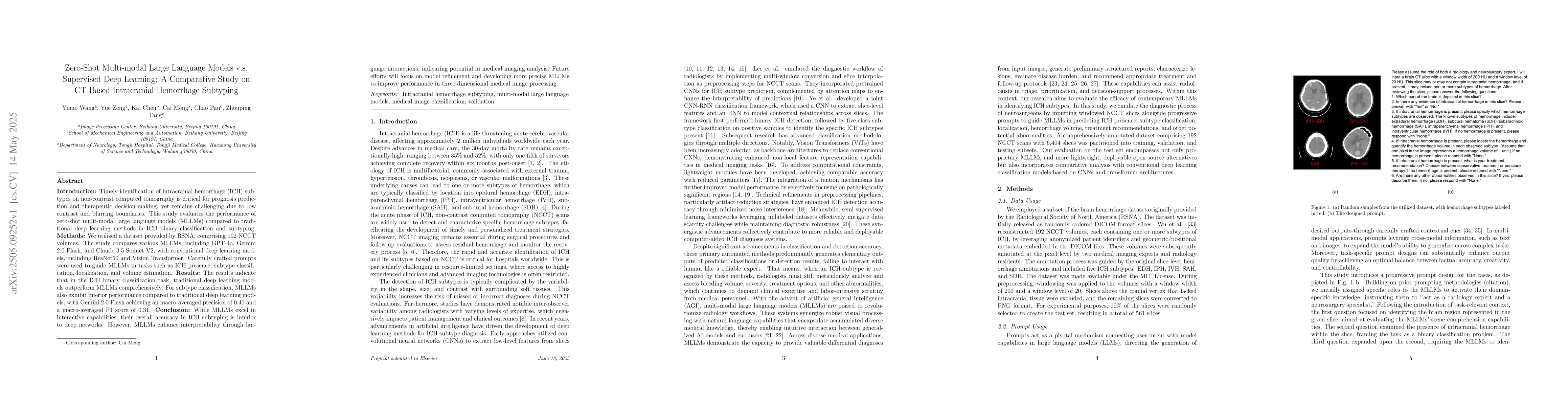Thumbnail for Zero-Shot Multi-modal Large Language Model v.s. Supervised Deep
  Learning: A Comparative Study on CT-Based Intracranial Hemorrhage Subtyping