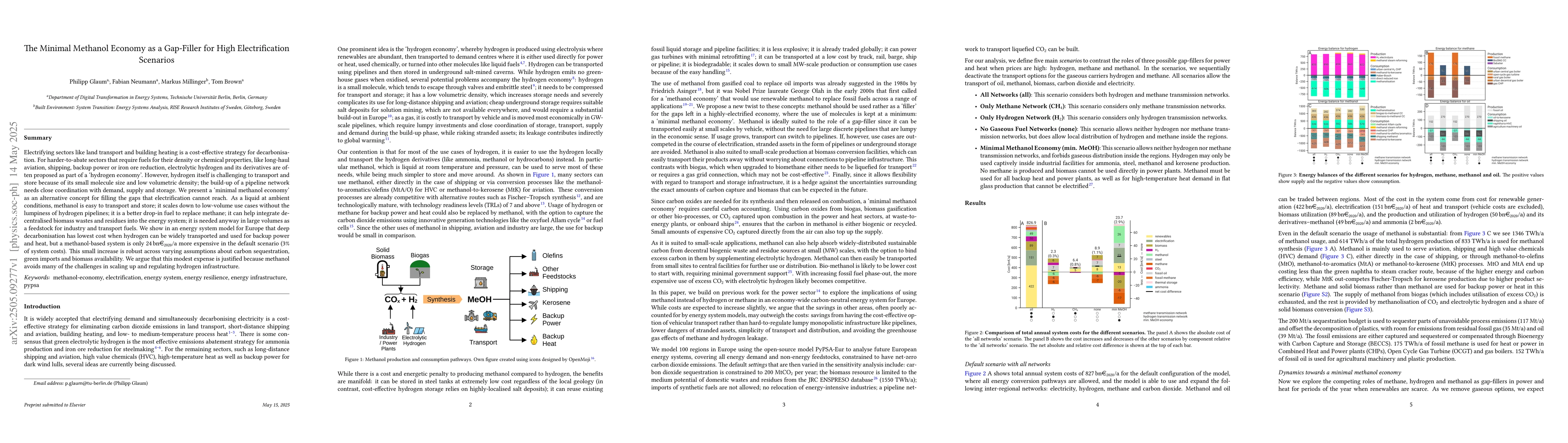 Thumbnail for The Minimal Methanol Economy as a Gap-Filler for High Electrification
  Scenarios