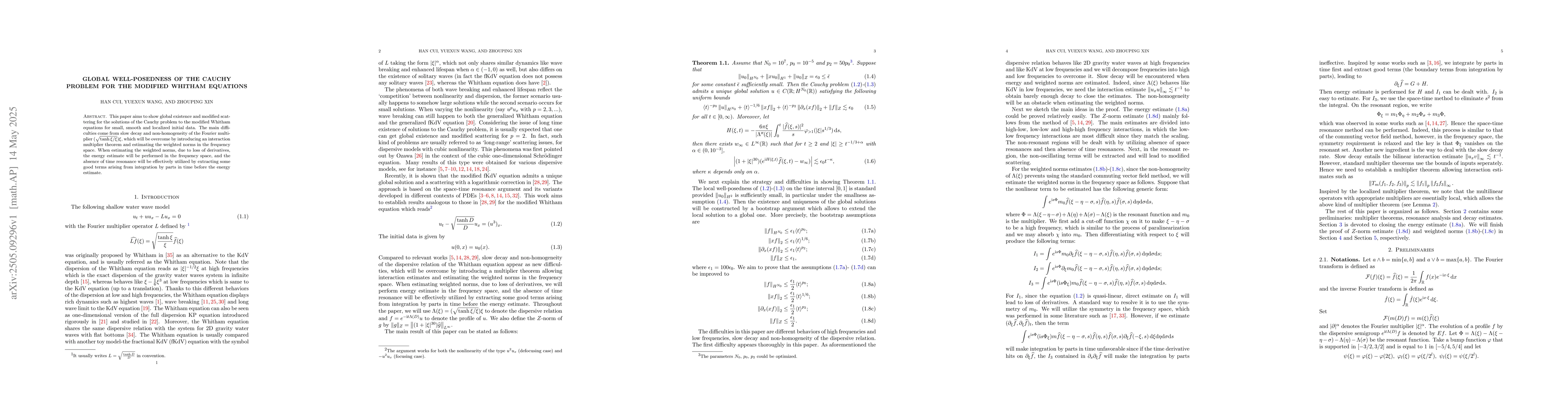 Thumbnail for Global well-posedness of the Cauchy problem for the modified Whitham
  equations