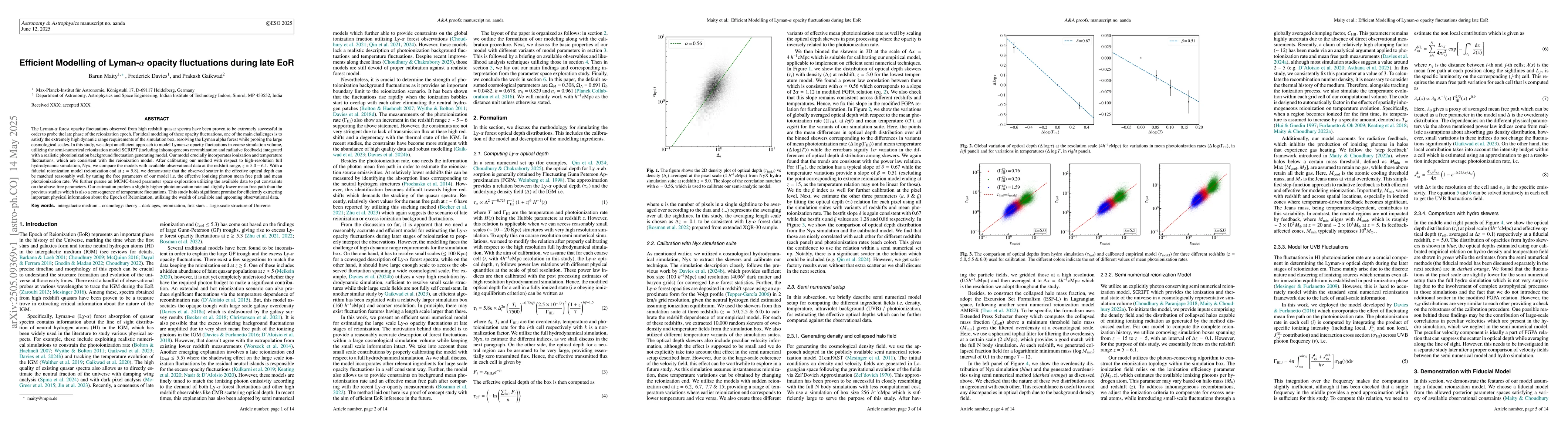 Thumbnail for Efficient Modelling of Lyman-α opacity fluctuations during late
  EoR