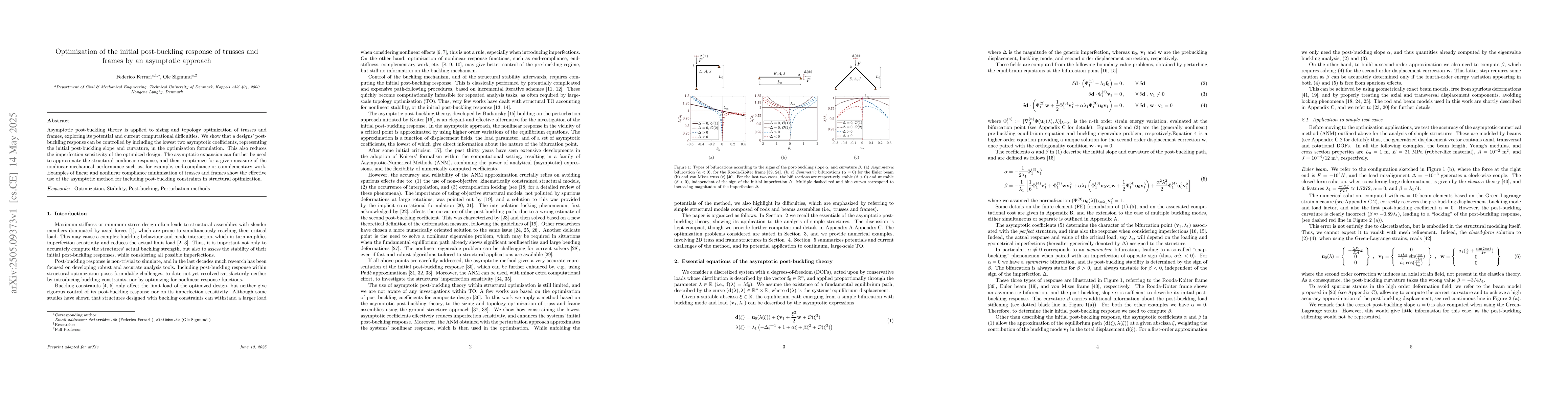 Thumbnail for Optimization of the initial post-buckling response of trusses and frames
  by an asymptotic approach
