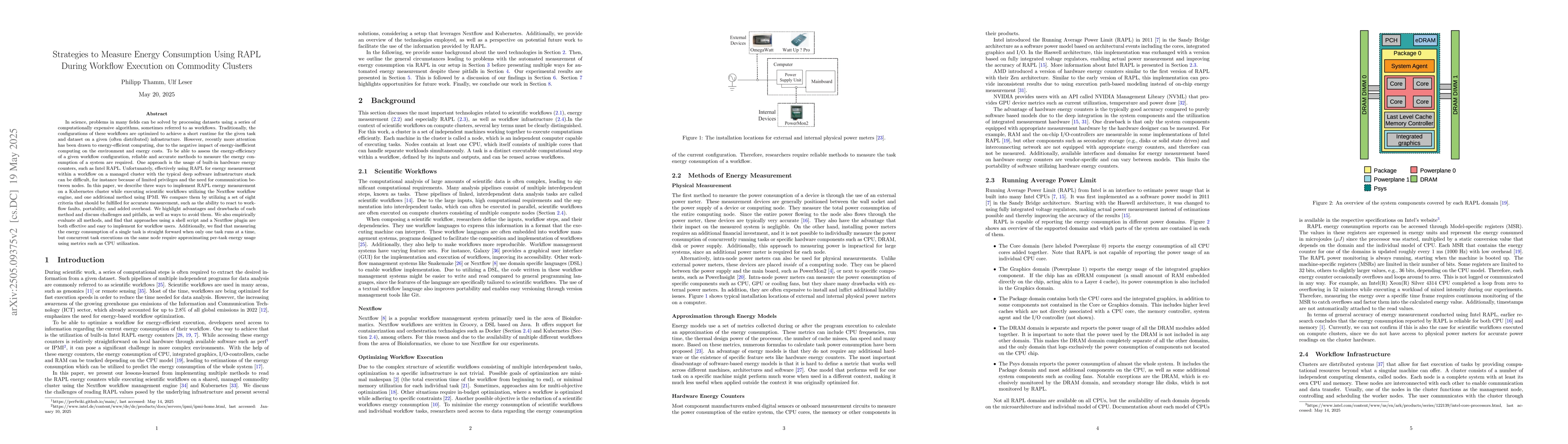 Thumbnail for Strategies to Measure Energy Consumption Using RAPL During Workflow
  Execution on Commodity Clusters