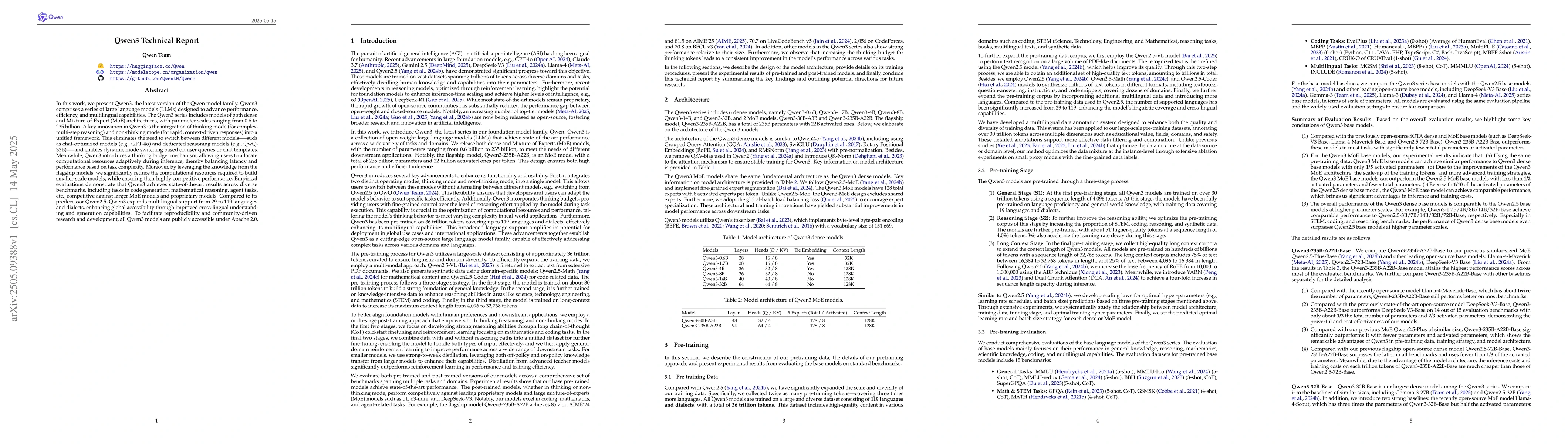 Thumbnail for Qwen3 Technical Report