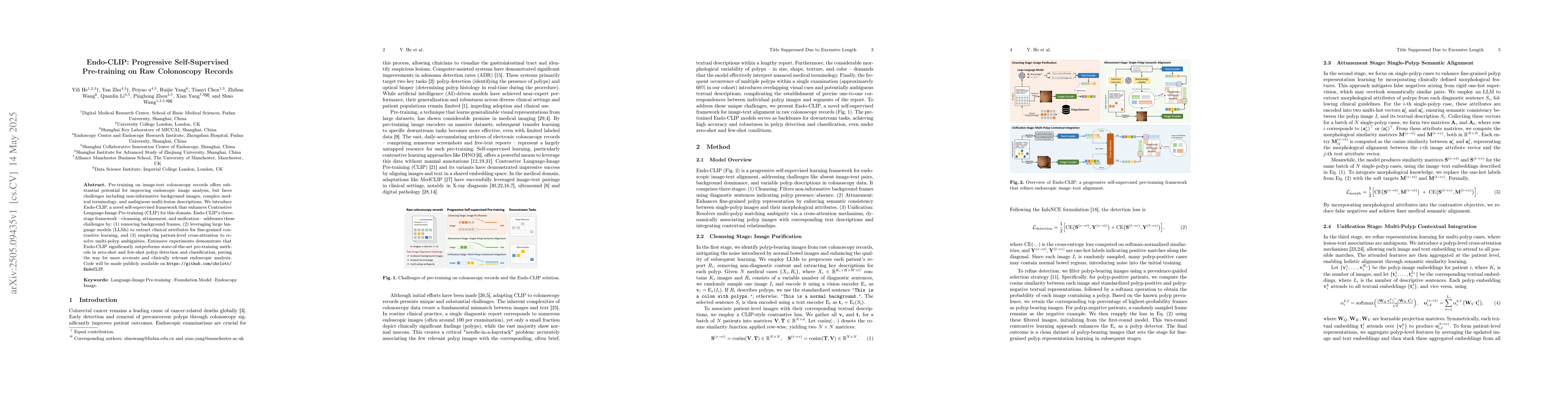 Thumbnail for Endo-CLIP: Progressive Self-Supervised Pre-training on Raw Colonoscopy
  Records