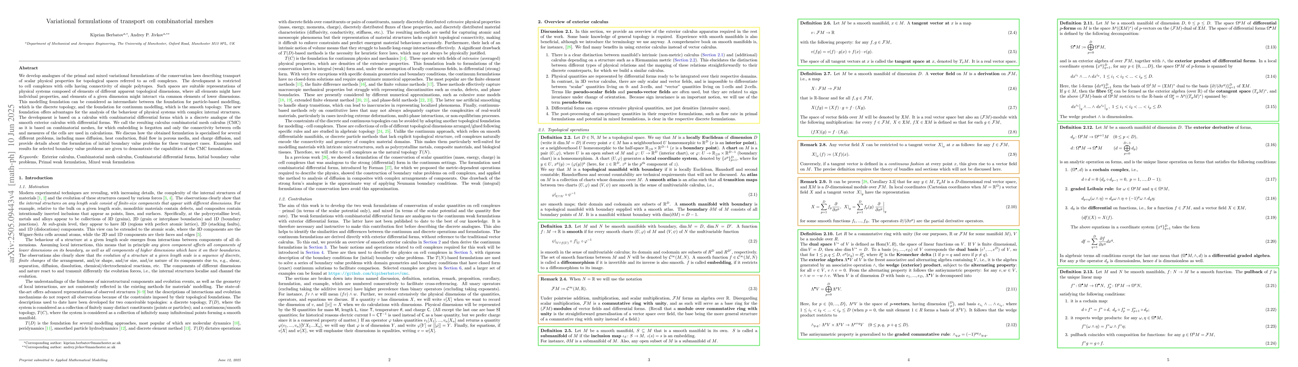 Thumbnail for Variational formulations of transport on combinatorial meshes