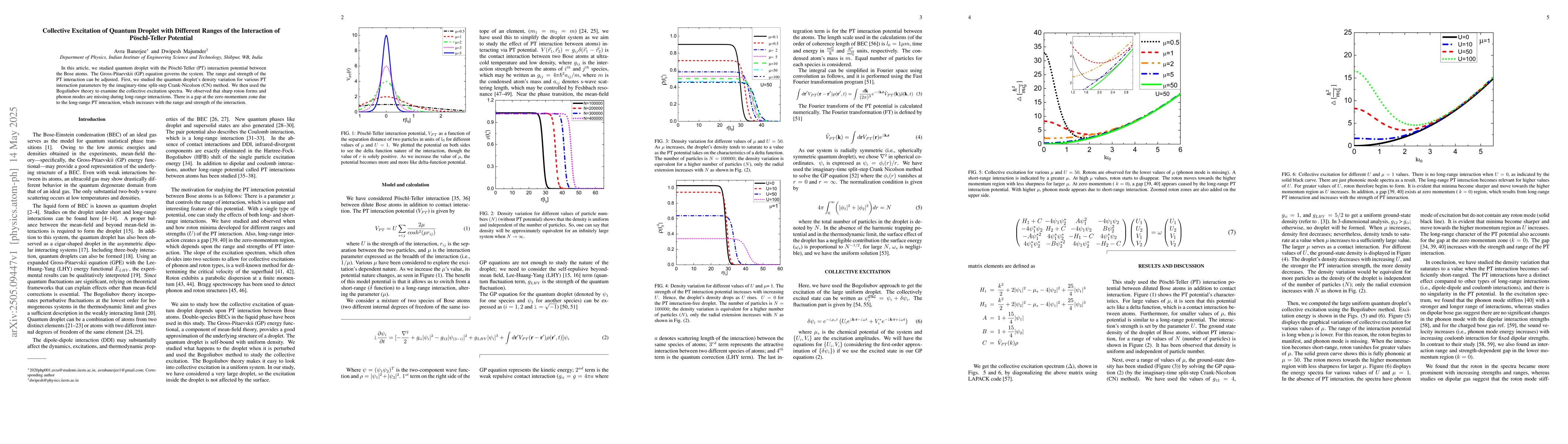 Thumbnail for Collective Excitation of Quantum Droplet with Different Ranges of the
  Interaction of Pöschl-Teller Potential