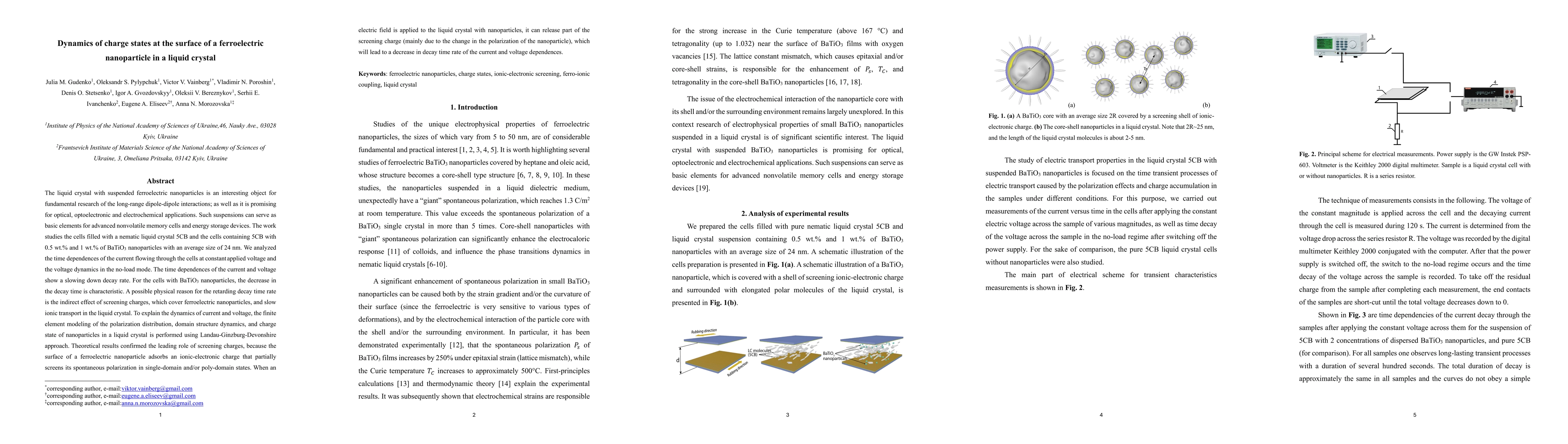 Thumbnail for Dynamics of charge states at the surface of a ferroelectric nanoparticle
  in a liquid crystal