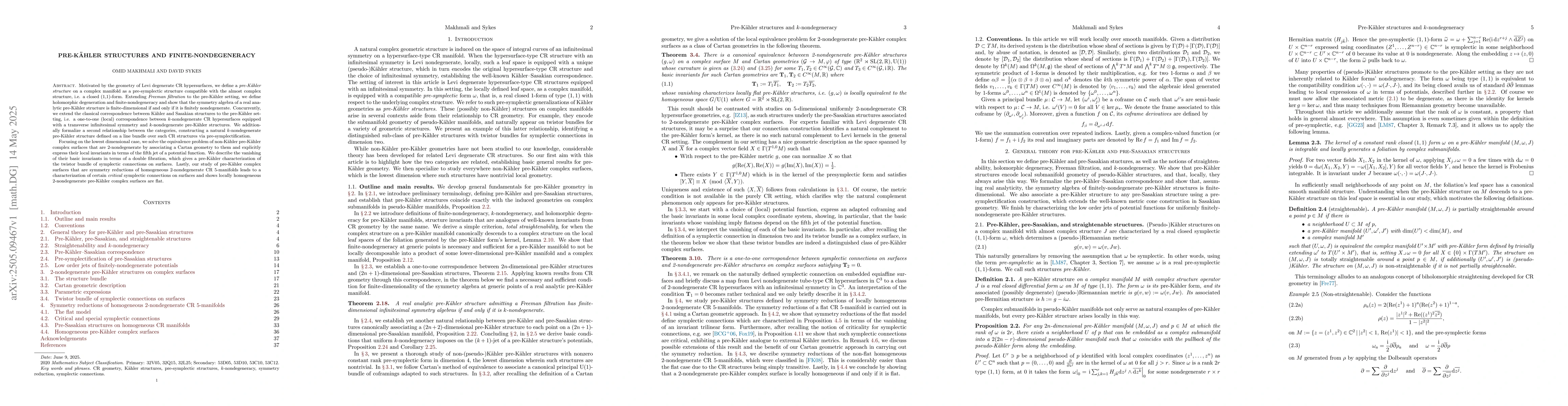 Thumbnail for Pre-Kähler structures and finite-nondegeneracy
