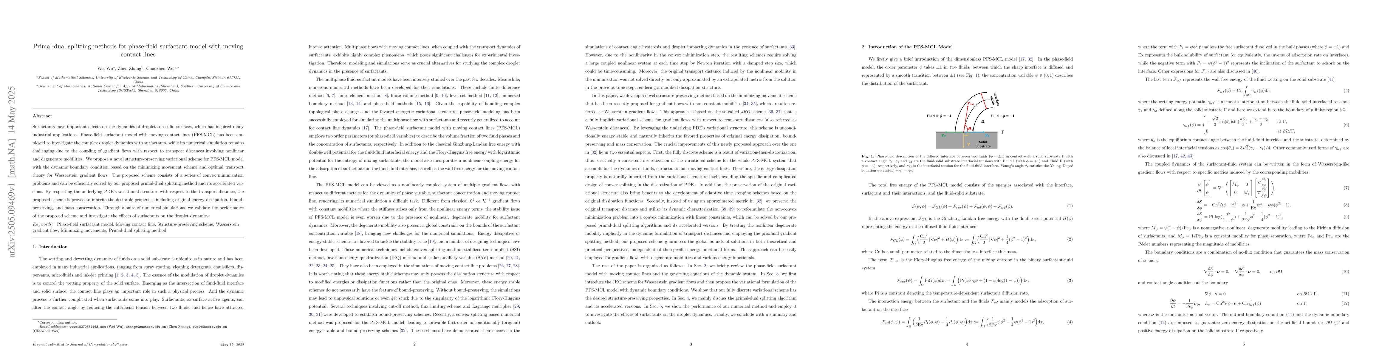 Thumbnail for Primal-dual splitting methods for phase-field surfactant model with
  moving contact lines