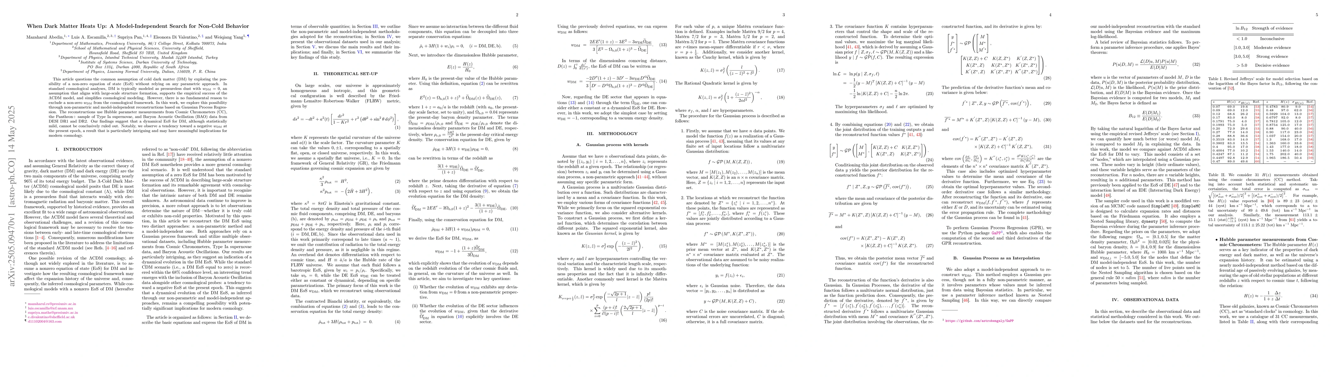 Thumbnail for When Dark Matter Heats Up: A Model-Independent Search for Non-Cold
  Behavior